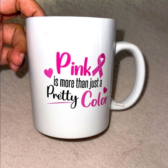 Pink and White Breast cancer awareness Inspirational Mug NWOB - Picture 1 of 4